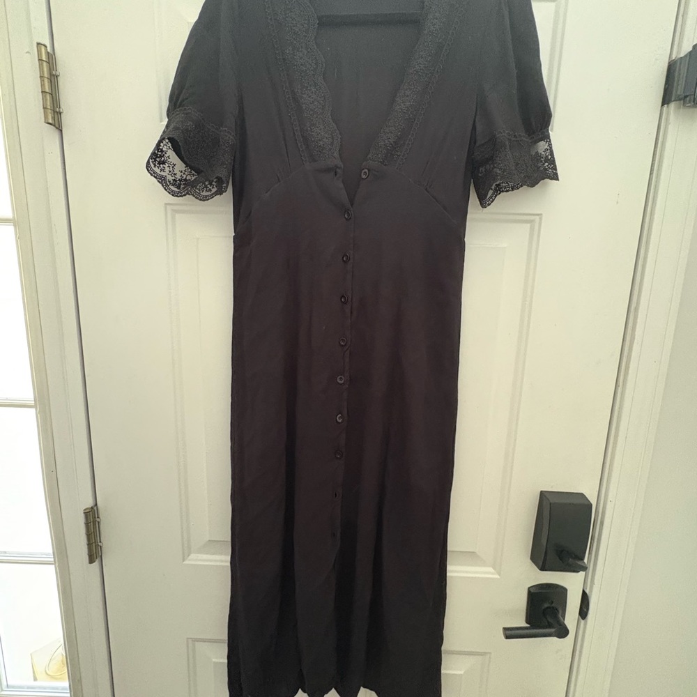 Baltic Born Black Lace Midi Dress